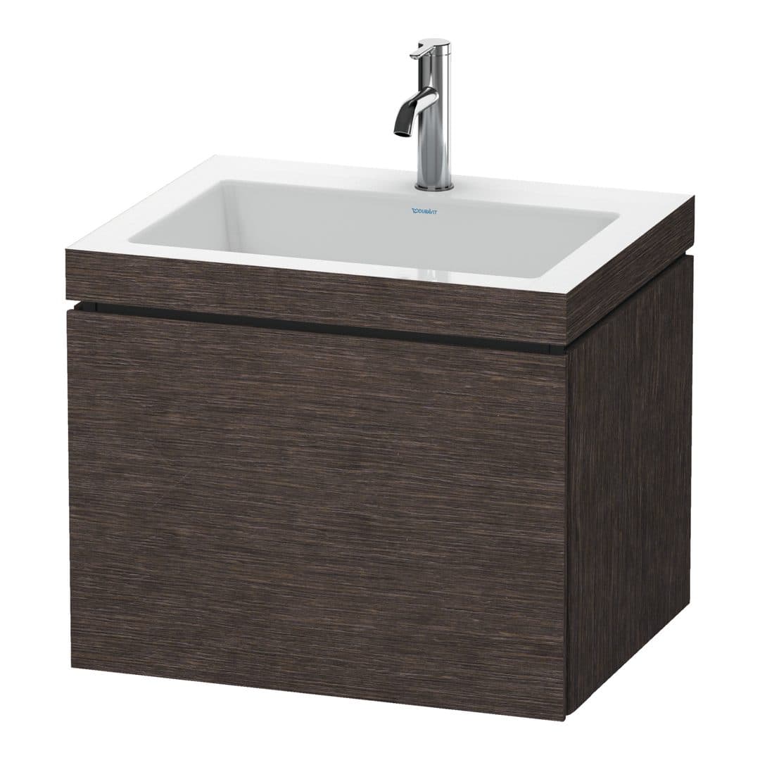 Duravit L-Cube – Έπιπλο Νιπτήρα – 600 mm, με νιπτήρα, 1 συρτάρι, νιπτήρας κέντρο, έκδοση O – Brushed dark oak Matt, Real wood veneer (LC6916O7272)