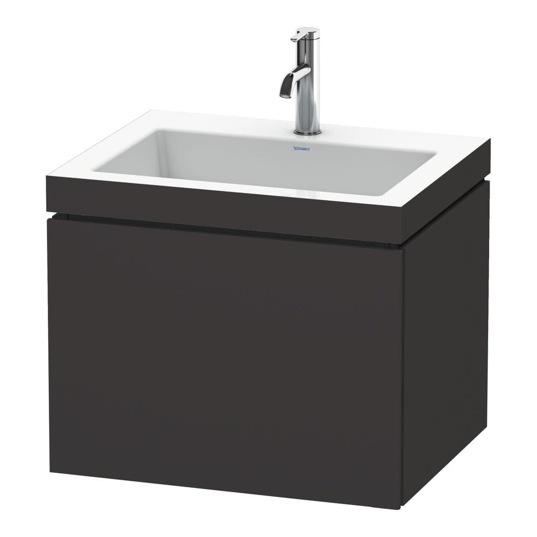 Duravit L-Cube – Έπιπλο Νιπτήρα – 600 mm, με νιπτήρα, 1 συρτάρι, νιπτήρας κέντρο, έκδοση O – Graphite Super Matt, Decor (LC6916O8080)