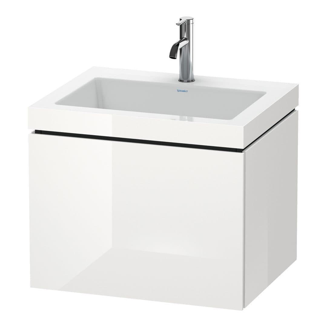 Duravit L-Cube – Έπιπλο Νιπτήρα – 600 mm, με νιπτήρα, 1 συρτάρι, νιπτήρας κέντρο, έκδοση O – White High Gloss, Lacquer (LC6916O8585)