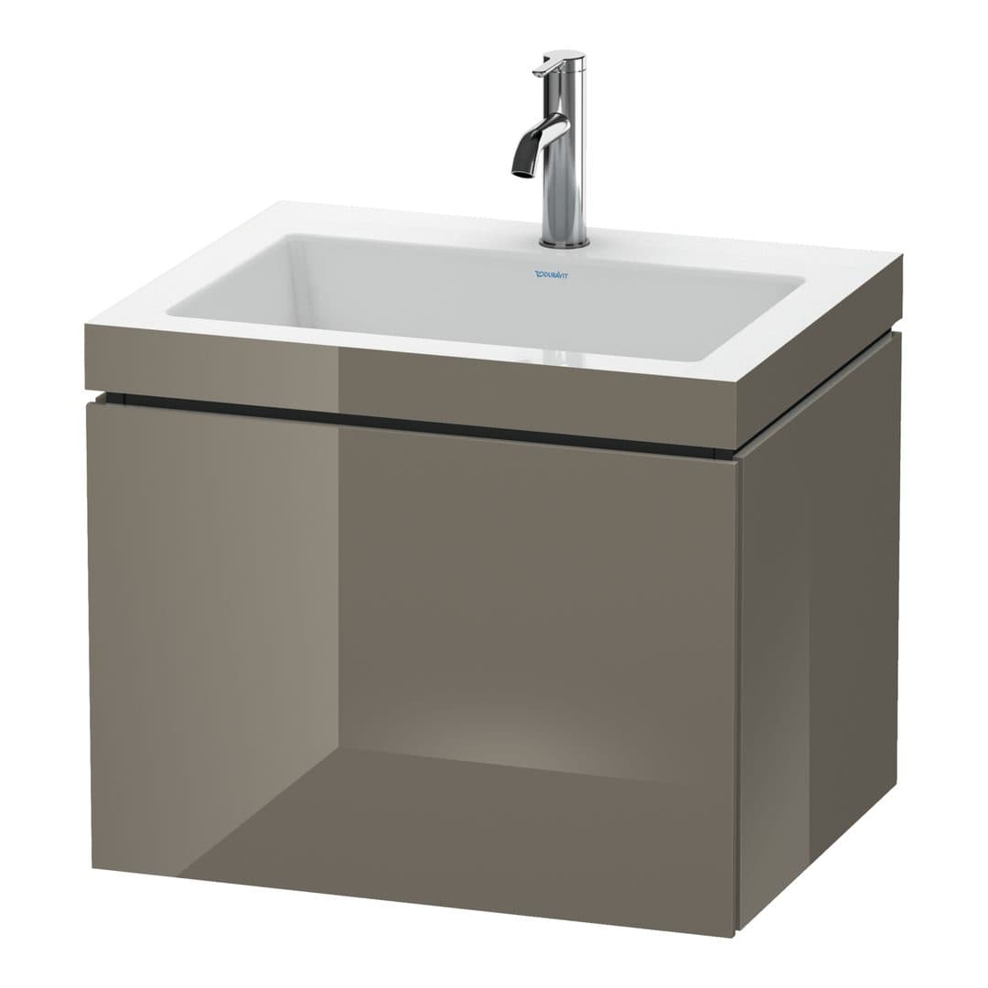 Duravit L-Cube – Έπιπλο Νιπτήρα – 600 mm, με νιπτήρα, 1 συρτάρι, νιπτήρας κέντρο, έκδοση O – Flannel Grey High Gloss, Lacquer (LC6916O8989)
