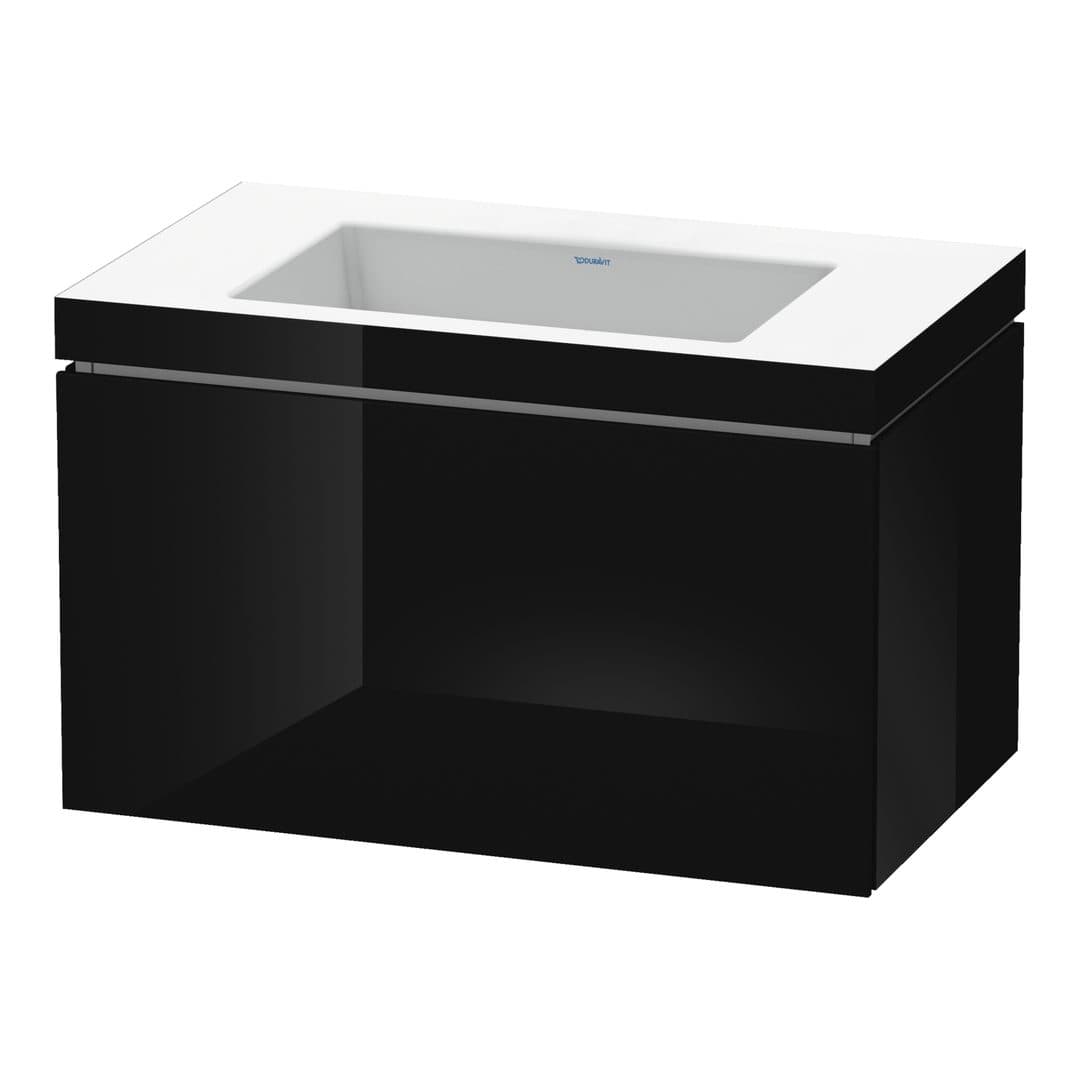 Duravit L-Cube – Έπιπλο Νιπτήρα – 800 mm, με νιπτήρα, 1 συρτάρι, νιπτήρας κέντρο, έκδοση N – Black High Gloss, Lacquer (LC6917N4040)