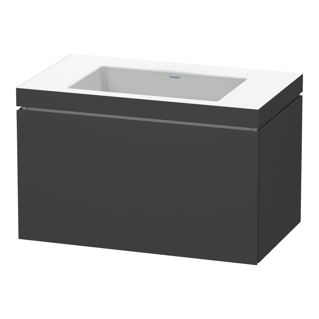 Duravit L-Cube – Έπιπλο Νιπτήρα – 800 mm, με νιπτήρα, 1 συρτάρι, νιπτήρας κέντρο, έκδοση N – Graphite Matt, Decor (LC6917N4949)