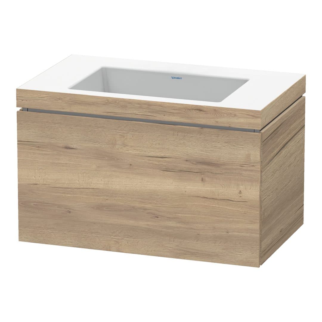 Duravit L-Cube – Έπιπλο Νιπτήρα – 800 mm, με νιπτήρα, 1 συρτάρι, νιπτήρας κέντρο, έκδοση N – Marbled Oak Matt, Decor (LC6917N5555)