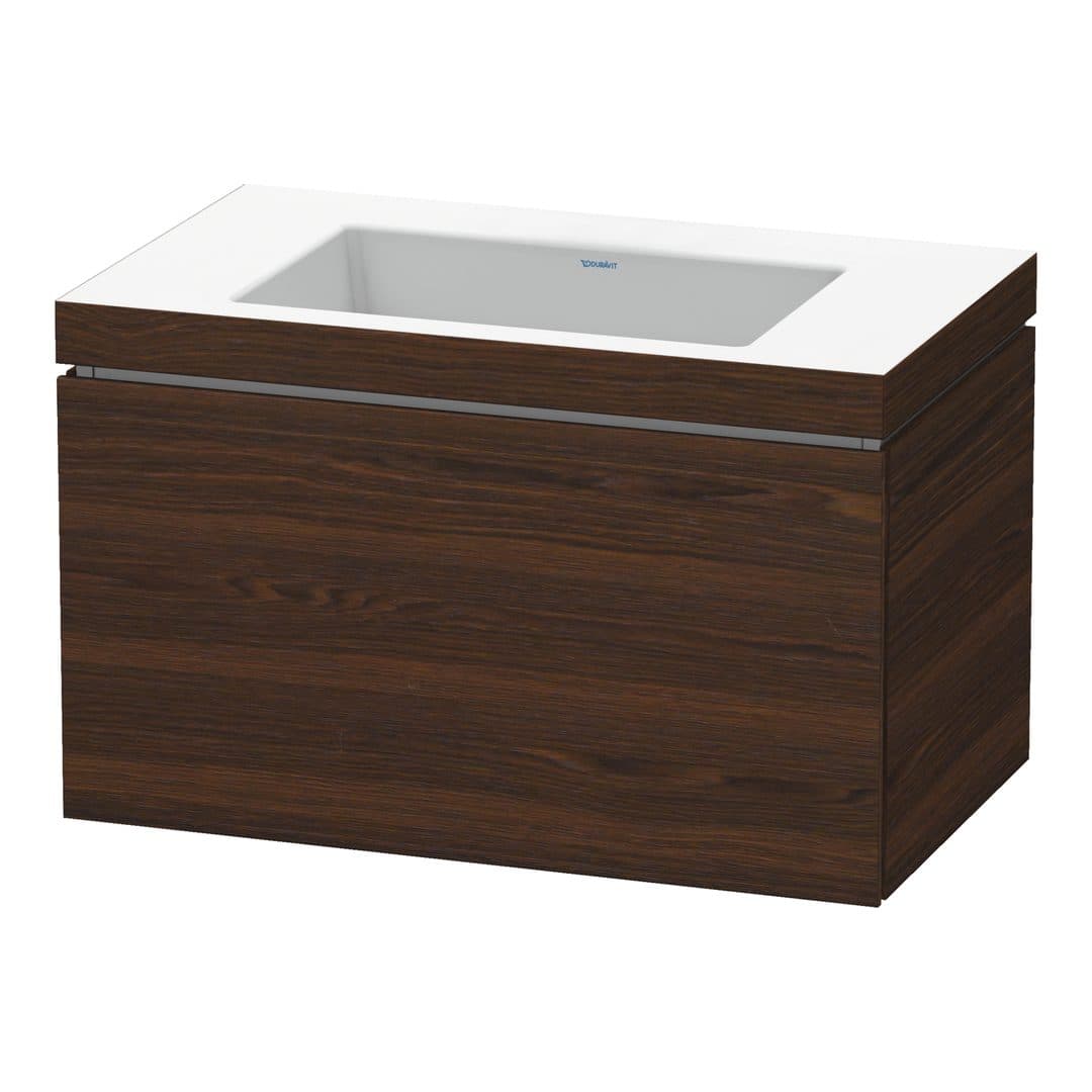 Duravit L-Cube – Έπιπλο Νιπτήρα – 800 mm, με νιπτήρα, 1 συρτάρι, νιπτήρας κέντρο, έκδοση N – Brushed walnut Matt, Real wood veneer (LC6917N6969)