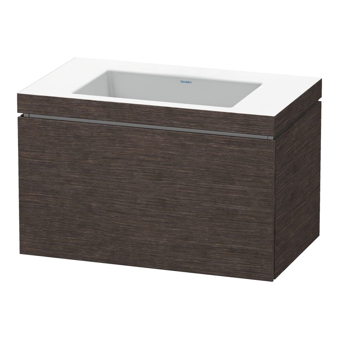 Duravit L-Cube – Έπιπλο Νιπτήρα – 800 mm, με νιπτήρα, 1 συρτάρι, νιπτήρας κέντρο, έκδοση N – Brushed dark oak Matt, Real wood veneer (LC6917N7272)