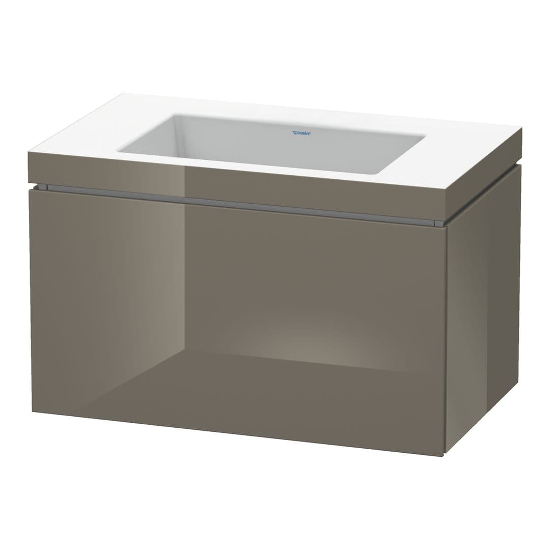 Duravit L-Cube – Έπιπλο Νιπτήρα – 800 mm, με νιπτήρα, 1 συρτάρι, νιπτήρας κέντρο, έκδοση N – Flannel Grey High Gloss, Lacquer (LC6917N8989)