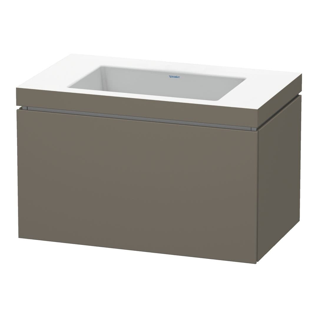 Duravit L-Cube – Έπιπλο Νιπτήρα – 800 mm, με νιπτήρα, 1 συρτάρι, νιπτήρας κέντρο – Flannel Grey Satin Matt, Lacquer (LC6917N9090)