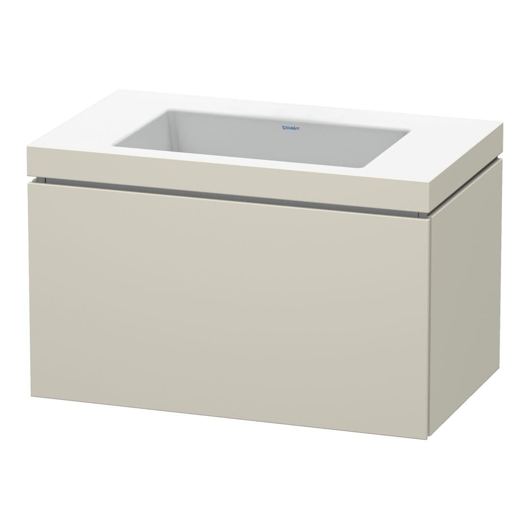 Duravit L-Cube – Έπιπλο Νιπτήρα – 800 mm, με νιπτήρα, 1 συρτάρι, νιπτήρας κέντρο, έκδοση N – Taupe Matt, Decor (LC6917N9191)