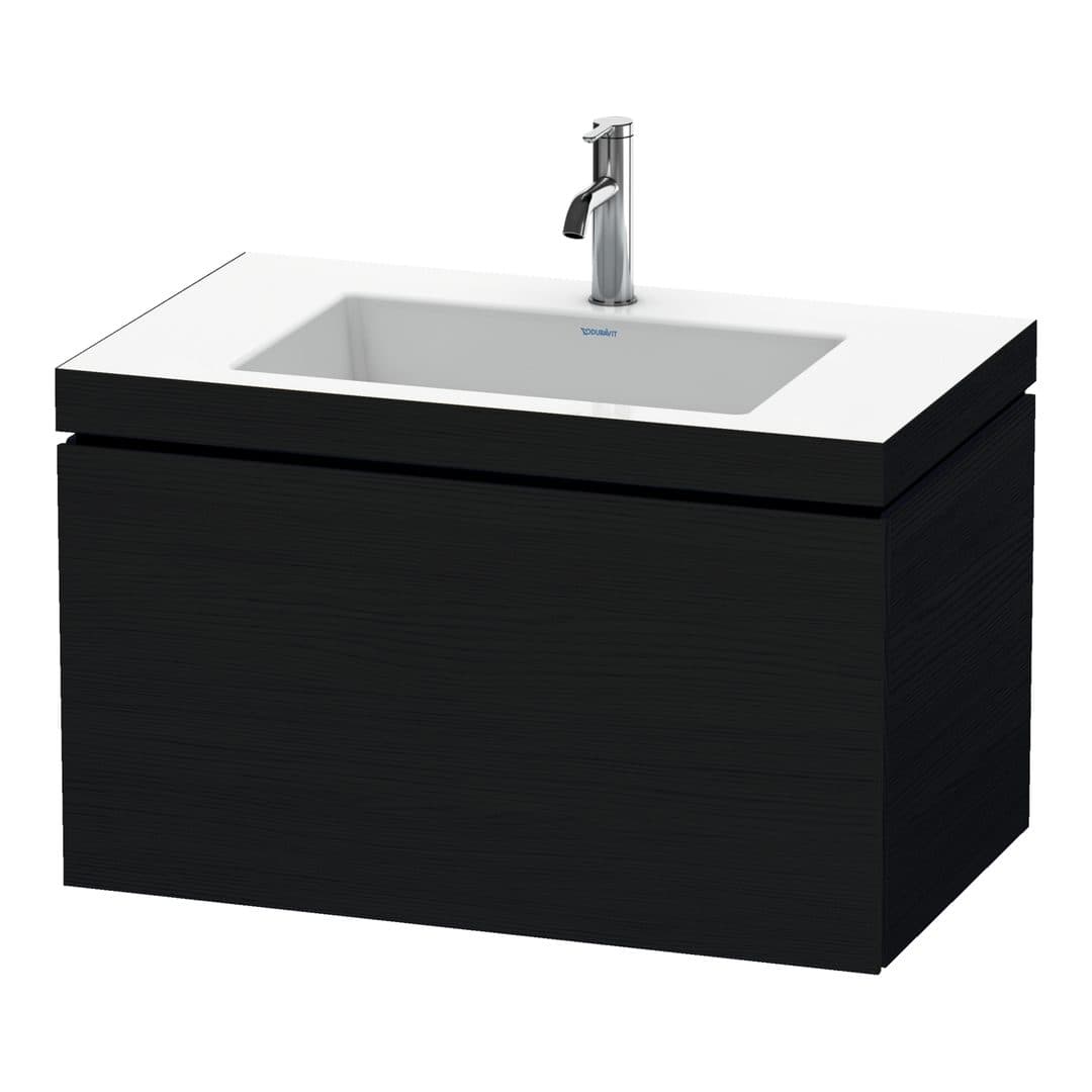 Duravit L-Cube – Έπιπλο Νιπτήρα – 800 mm, με νιπτήρα, 1 συρτάρι, νιπτήρας κέντρο, έκδοση O – Black oak Matt, Decor (LC6917O1616)