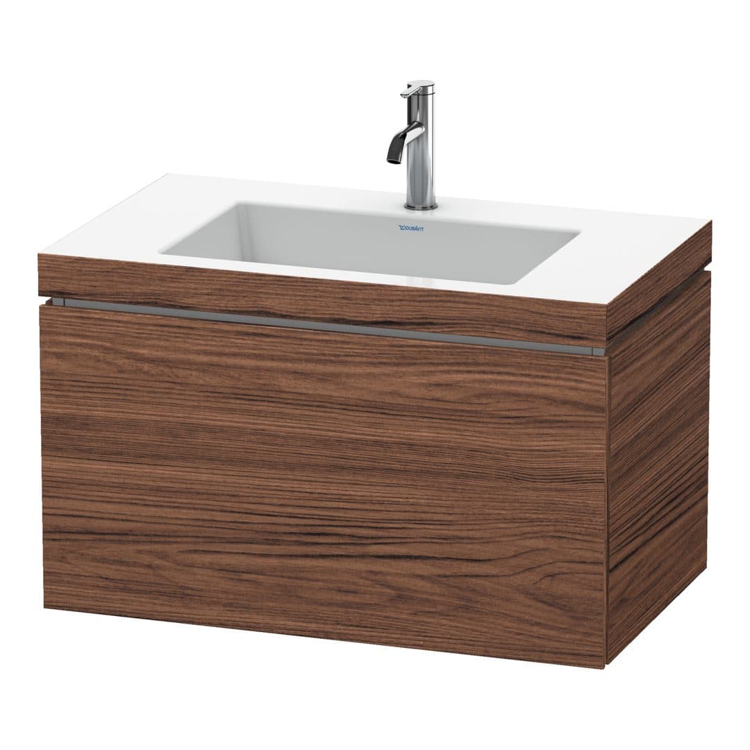 Duravit L-Cube – Έπιπλο Νιπτήρα – 800 mm, με νιπτήρα, 1 συρτάρι, νιπτήρας κέντρο, έκδοση O – Walnut dark Matt, Decor (LC6917O2121)