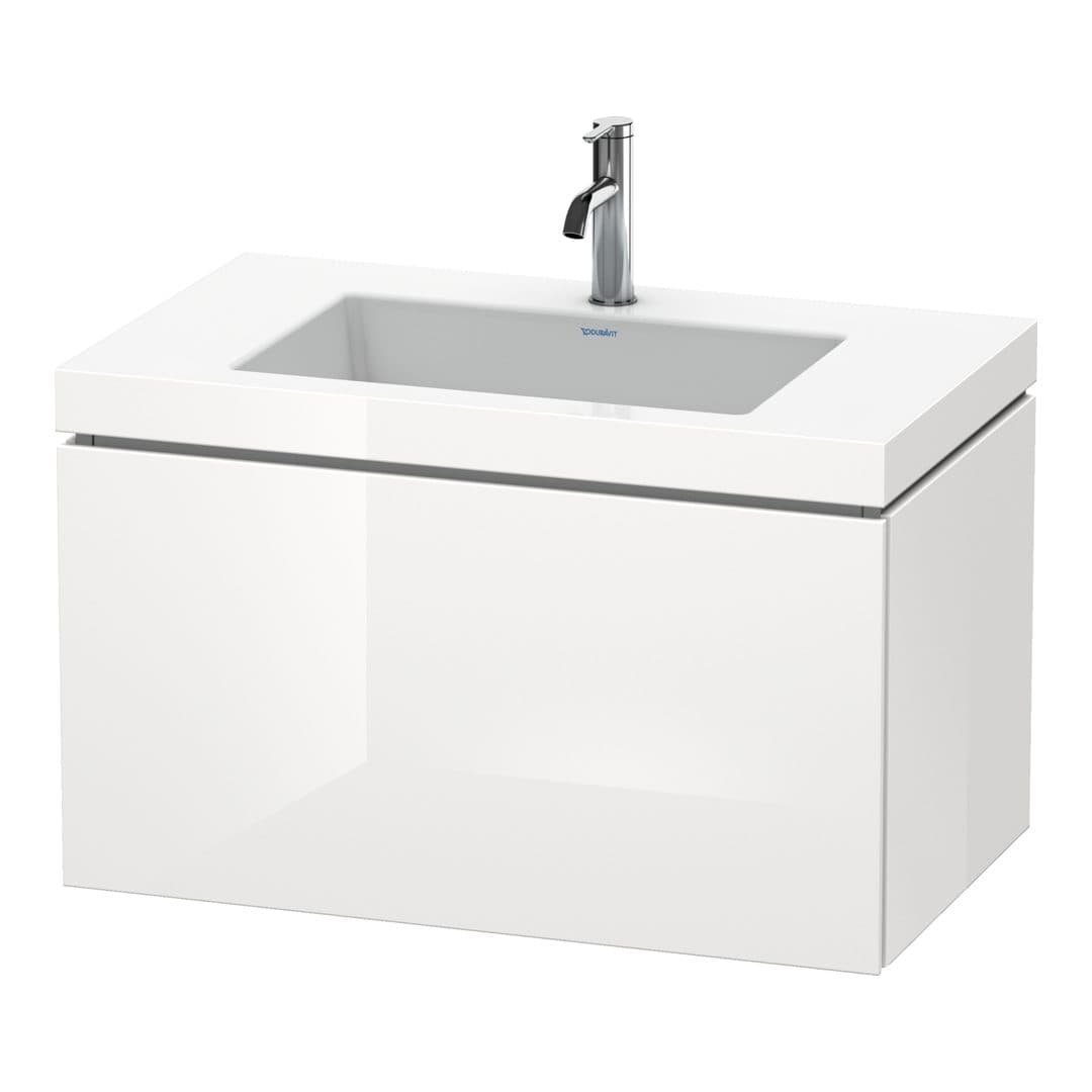 Duravit L-Cube – Έπιπλο Νιπτήρα – 800 mm, με νιπτήρα, 1 συρτάρι, νιπτήρας κέντρο, έκδοση O – White High Gloss, Decor (LC6917O2222)