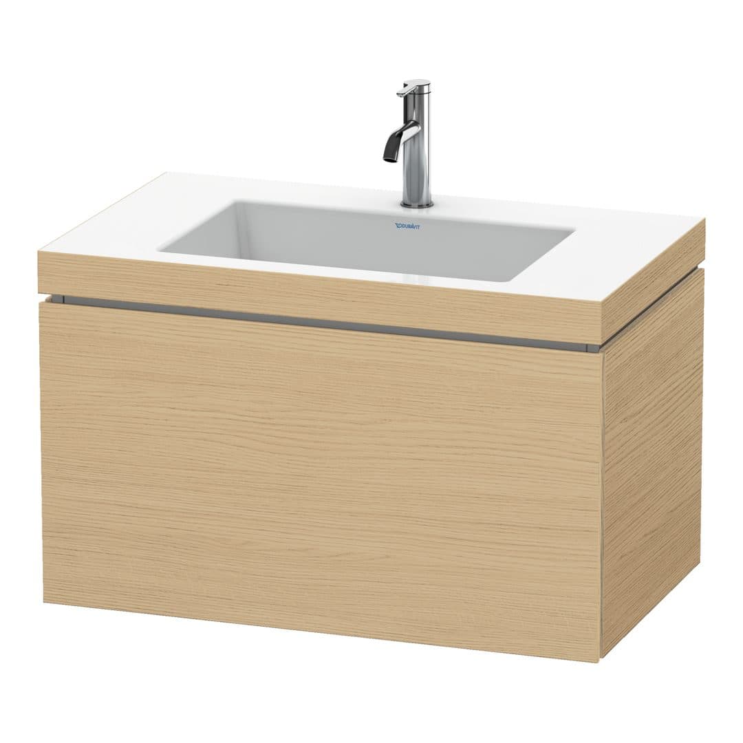 Duravit L-Cube – Έπιπλο Νιπτήρα – 800 mm, με νιπτήρα, 1 συρτάρι, νιπτήρας κέντρο, έκδοση O – Natural oak, Decor (LC6917O3030)