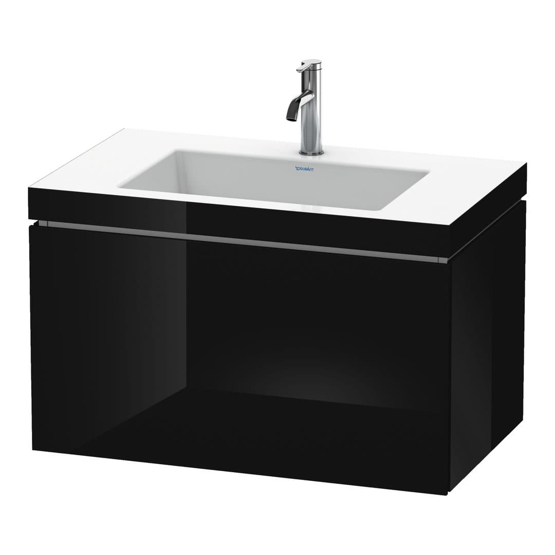 Duravit L-Cube – Έπιπλο Νιπτήρα – 800 mm, με νιπτήρα, 1 συρτάρι, νιπτήρας κέντρο, έκδοση O – Black High Gloss, Lacquer (LC6917O4040)