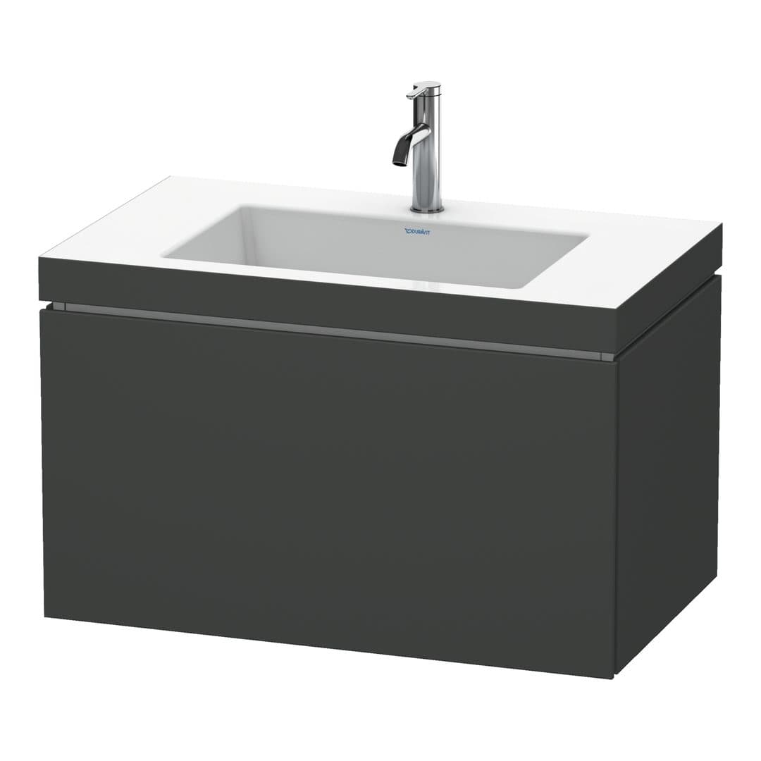 Duravit L-Cube – Έπιπλο Νιπτήρα – 800 mm, με νιπτήρα, 1 συρτάρι, νιπτήρας κέντρο, έκδοση O – Graphite Matt, Decor (LC6917O4949)