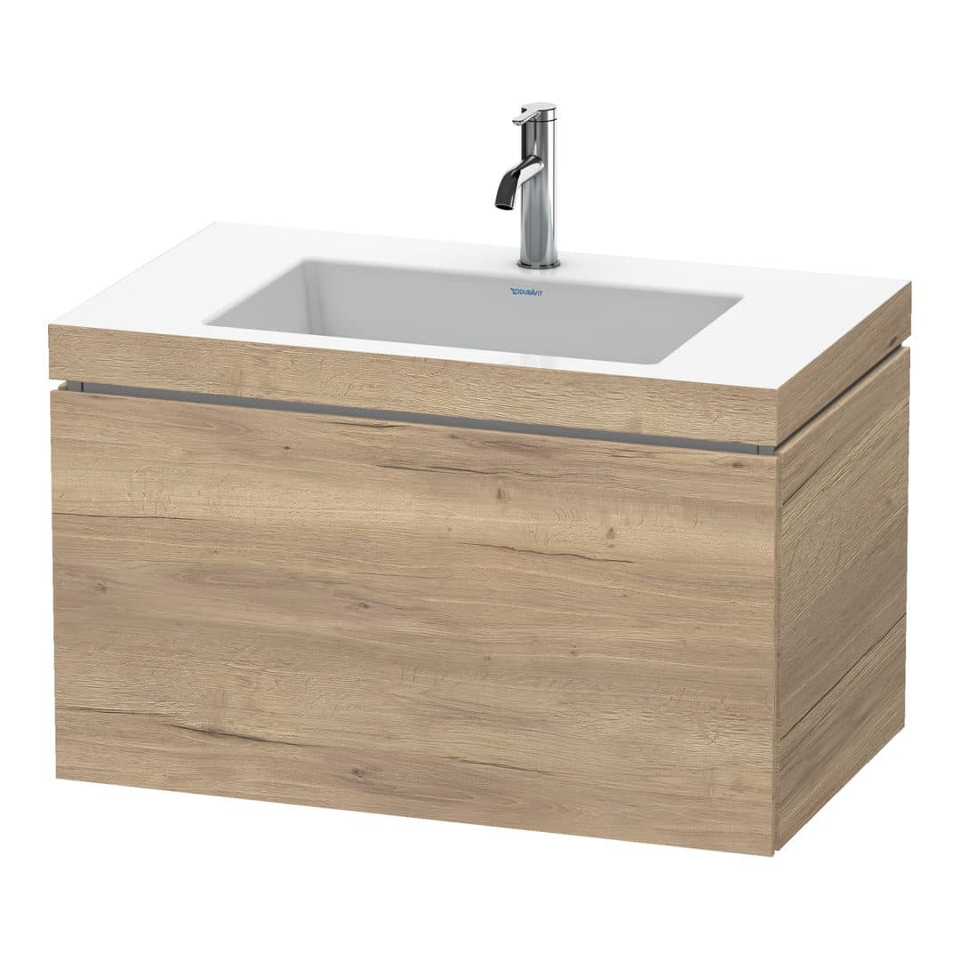 Duravit L-Cube – Έπιπλο Νιπτήρα – 800 mm, με νιπτήρα, 1 συρτάρι, νιπτήρας κέντρο, έκδοση O – Marbled Oak Matt, Decor (LC6917O5555)