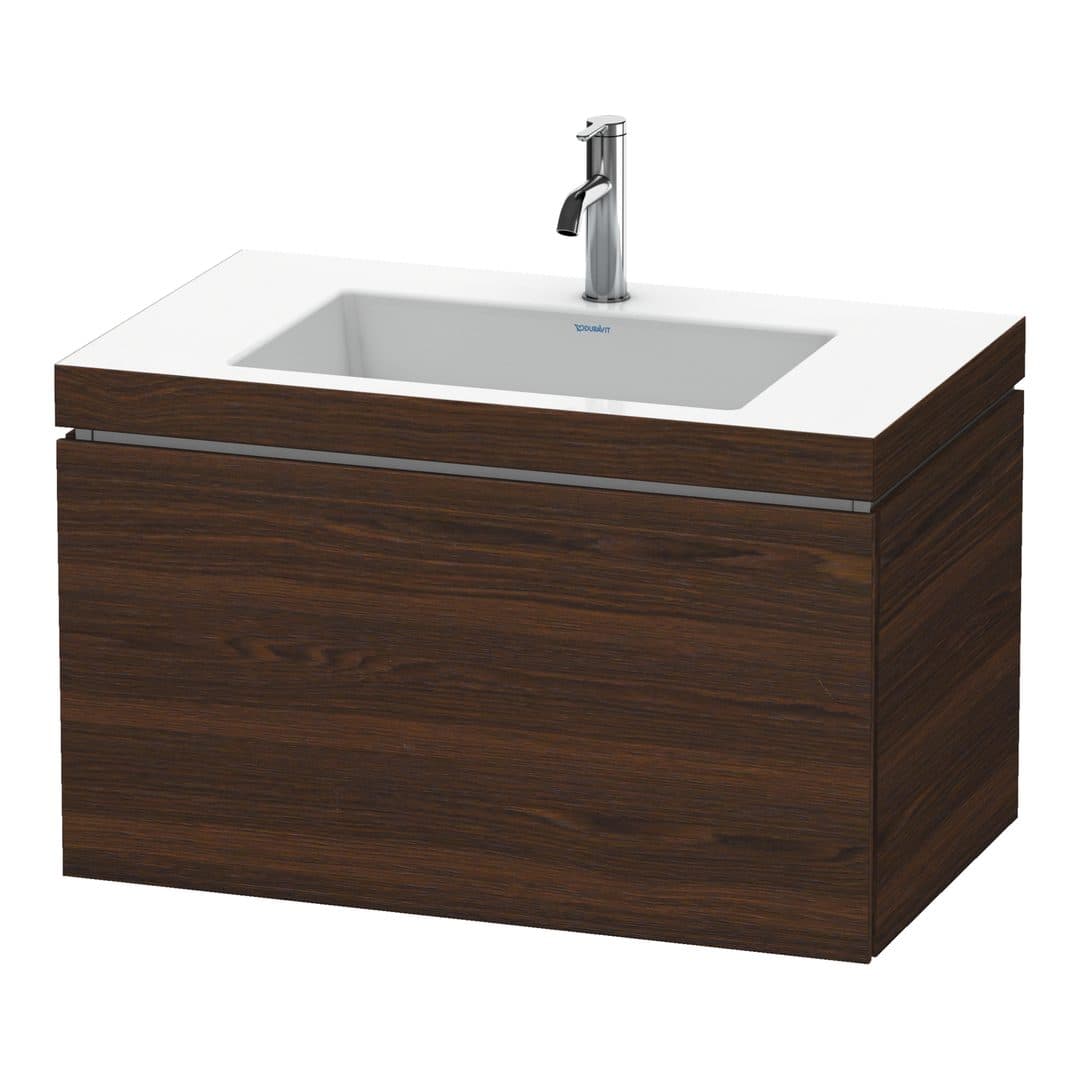 Duravit L-Cube – Έπιπλο Νιπτήρα – 800 mm, με νιπτήρα, 1 συρτάρι, νιπτήρας κέντρο, έκδοση O – Brushed walnut Matt, Real wood veneer (LC6917O6969)