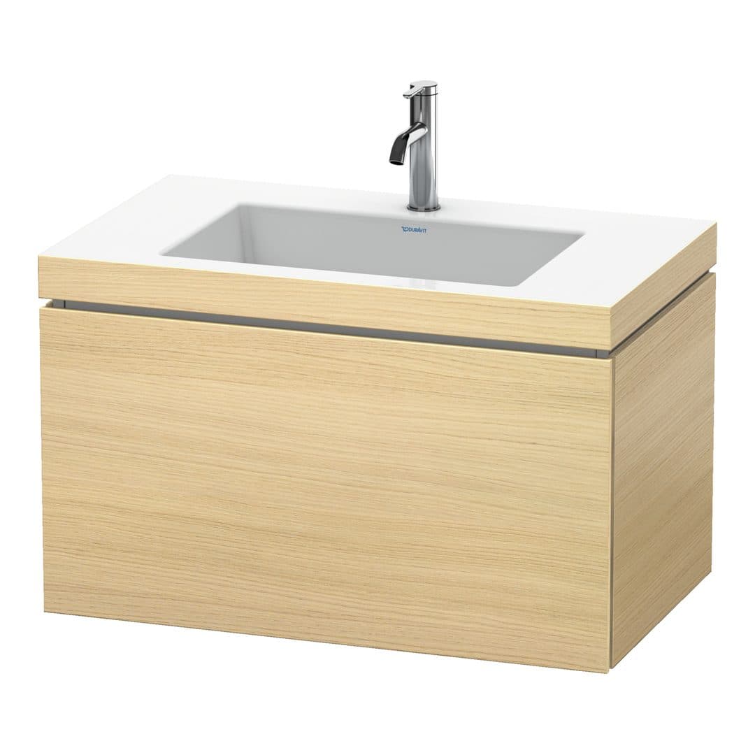 Duravit L-Cube – Έπιπλο Νιπτήρα – 800 mm, με νιπτήρα, 1 συρτάρι, νιπτήρας κέντρο, έκδοση O – Mediterranean oak Matt, Real wood veneer (LC6917O7171)