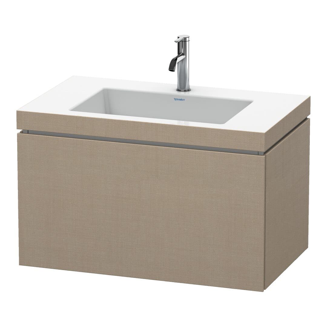 Duravit L-Cube – Έπιπλο Νιπτήρα – 800 mm, με νιπτήρα, 1 συρτάρι, νιπτήρας κέντρο, έκδοση O – Linen Matt, Decor (LC6917O7575)