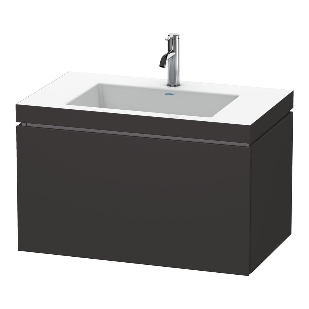 Duravit L-Cube – Έπιπλο Νιπτήρα – 800 mm, με νιπτήρα, 1 συρτάρι, νιπτήρας κέντρο, έκδοση O – Graphite Super Matt, Decor (LC6917O8080)