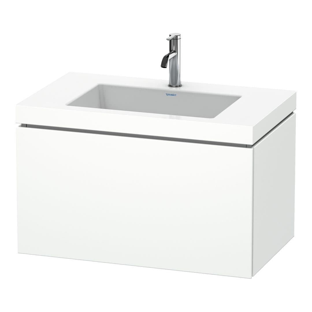 Duravit L-Cube – Έπιπλο Νιπτήρα – 800 mm, με νιπτήρα, 1 συρτάρι, νιπτήρας κέντρο, έκδοση O – White Super Matt, Decor (LC6917O8484)