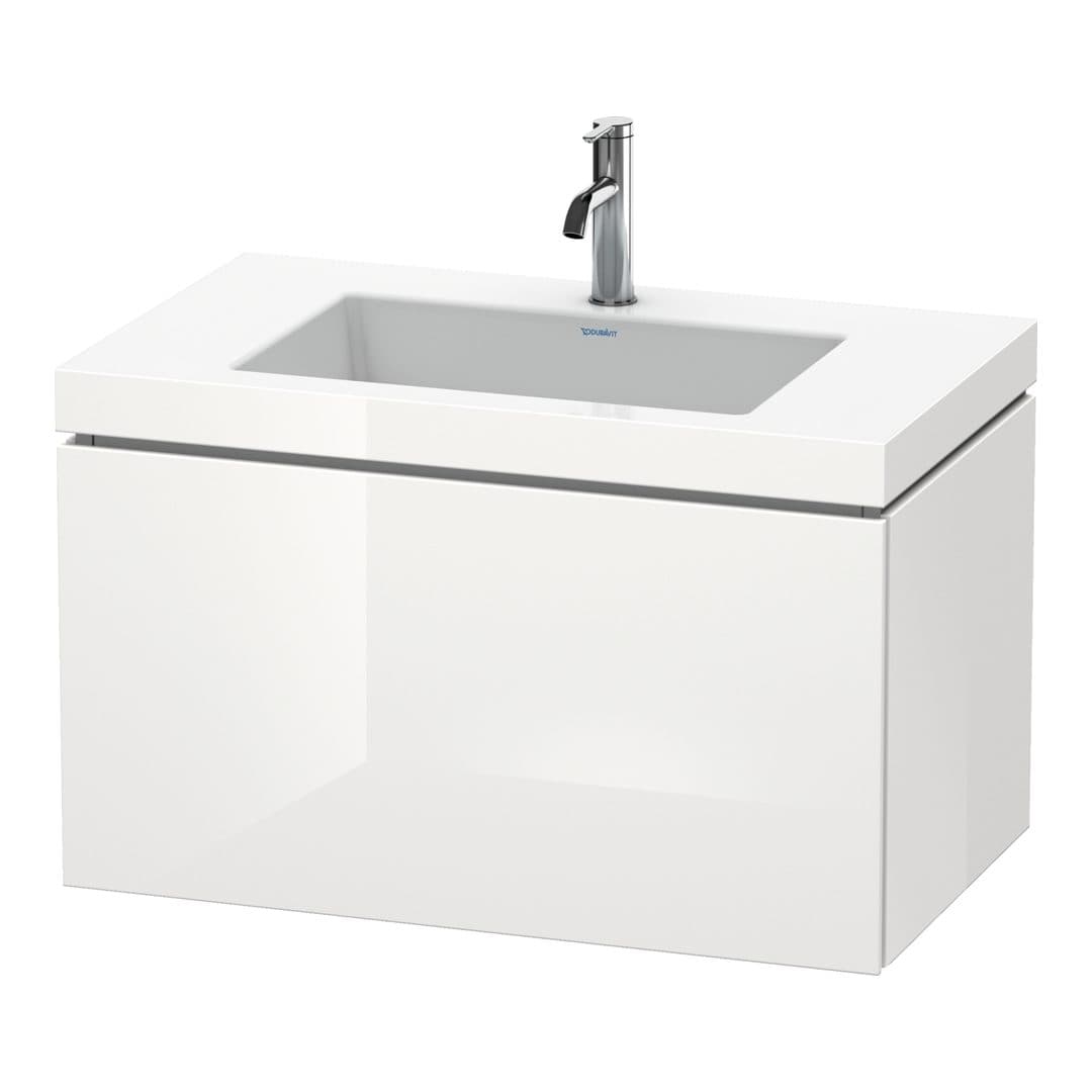 Duravit L-Cube – Έπιπλο Νιπτήρα – 800 mm, με νιπτήρα, 1 συρτάρι, νιπτήρας κέντρο, έκδοση O – White High Gloss, Lacquer (LC6917O8585)