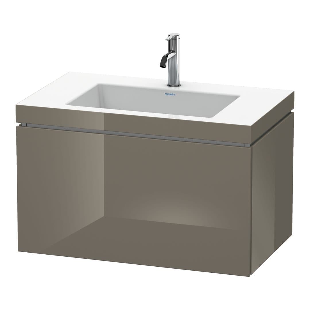 Duravit L-Cube – Έπιπλο Νιπτήρα – 800 mm, με νιπτήρα, 1 συρτάρι, νιπτήρας κέντρο, έκδοση O – Flannel Grey High Gloss, Lacquer (LC6917O8989)