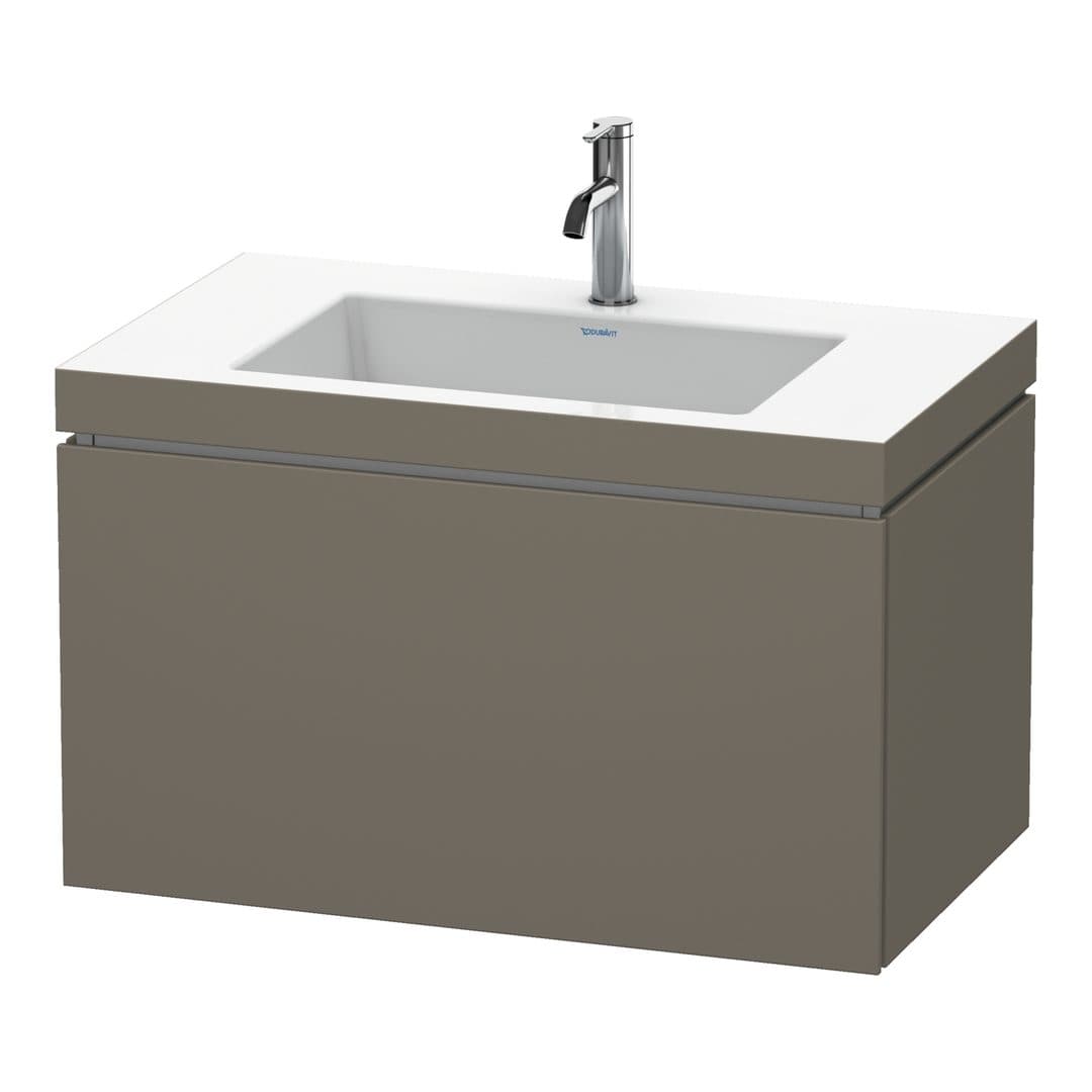 Duravit L-Cube – Έπιπλο Νιπτήρα – 800 mm, με νιπτήρα, 1 συρτάρι, νιπτήρας κέντρο, έκδοση O – Flannel Grey Satin Matt, Lacquer (LC6917O9090)