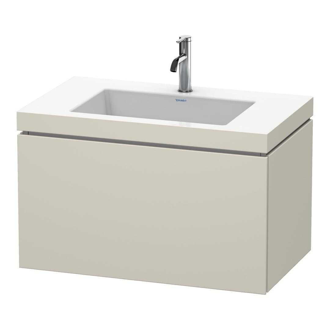 Duravit L-Cube – Έπιπλο Νιπτήρα – 800 mm, με νιπτήρα, 1 συρτάρι, νιπτήρας κέντρο, έκδοση O – Taupe Matt, Decor (LC6917O9191)