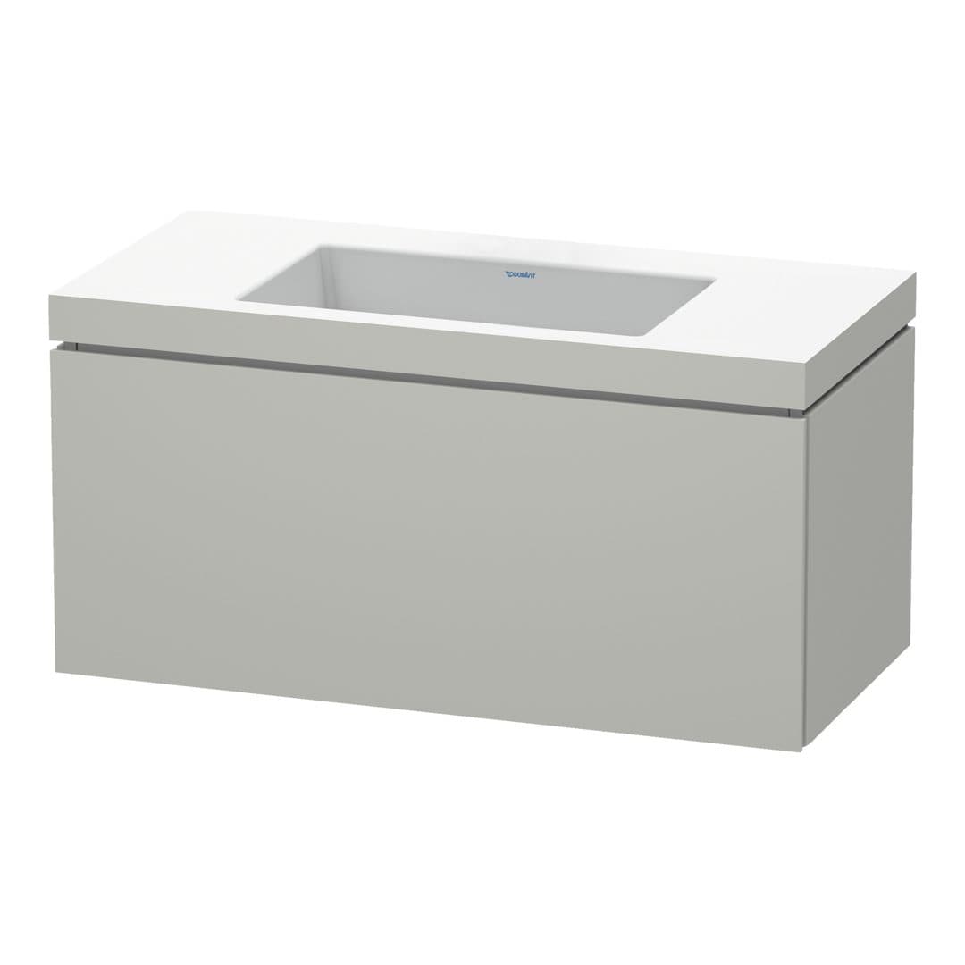 Duravit L-Cube – Έπιπλο Νιπτήρα – 1000 mm, με νιπτήρα, 1 συρτάρι, νιπτήρας κέντρο, έκδοση N – Concrete grey Matt, Decor (LC6918N0707)