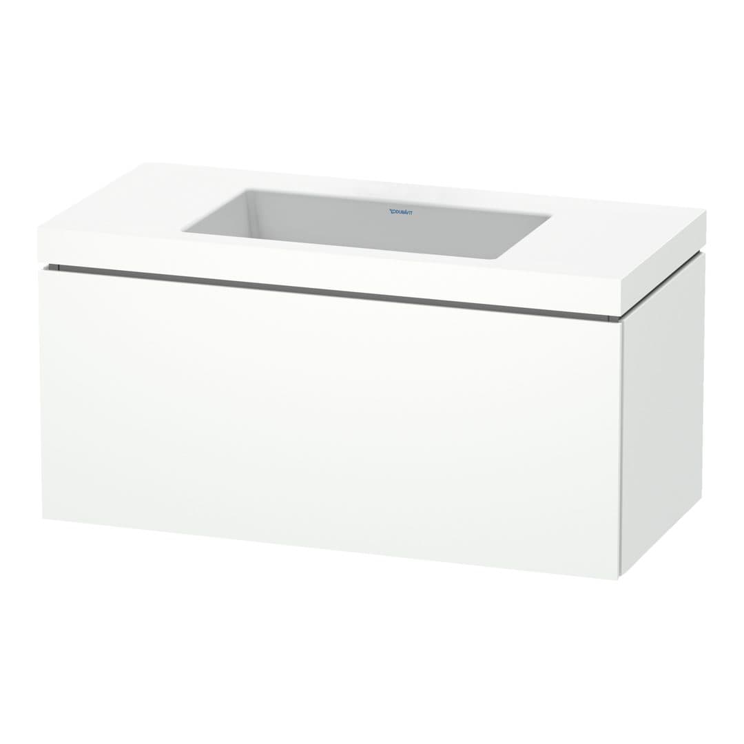Duravit L-Cube – Έπιπλο Νιπτήρα – 1000 mm, με νιπτήρα, 1 συρτάρι, νιπτήρας κέντρο, έκδοση N – White Matt, Decor (LC6918N1818)