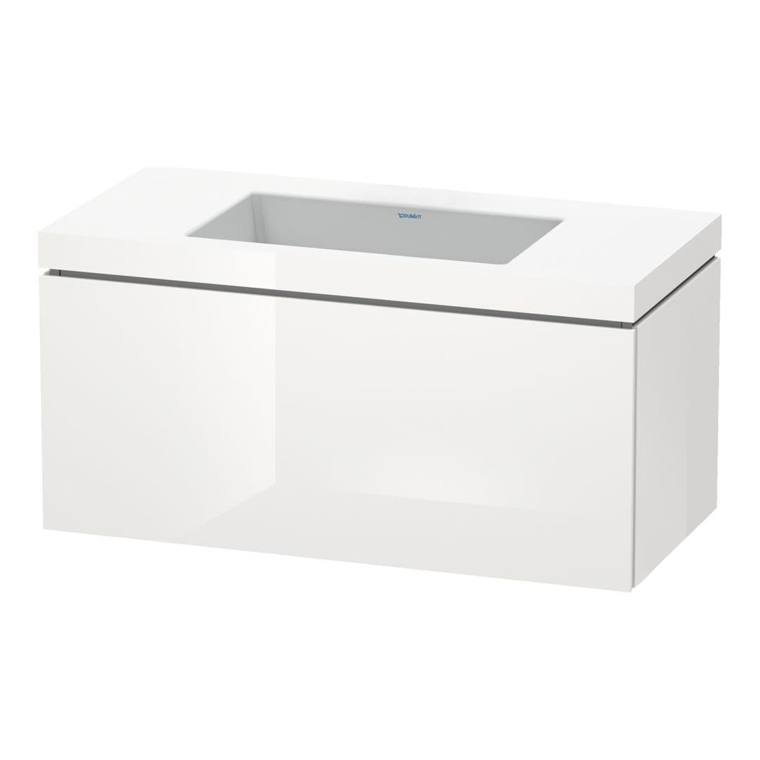 Duravit L-Cube – Έπιπλο Νιπτήρα – 1000 mm, με νιπτήρα, 1 συρτάρι, νιπτήρας κέντρο, έκδοση N – White High Gloss, Decor (LC6918N2222)