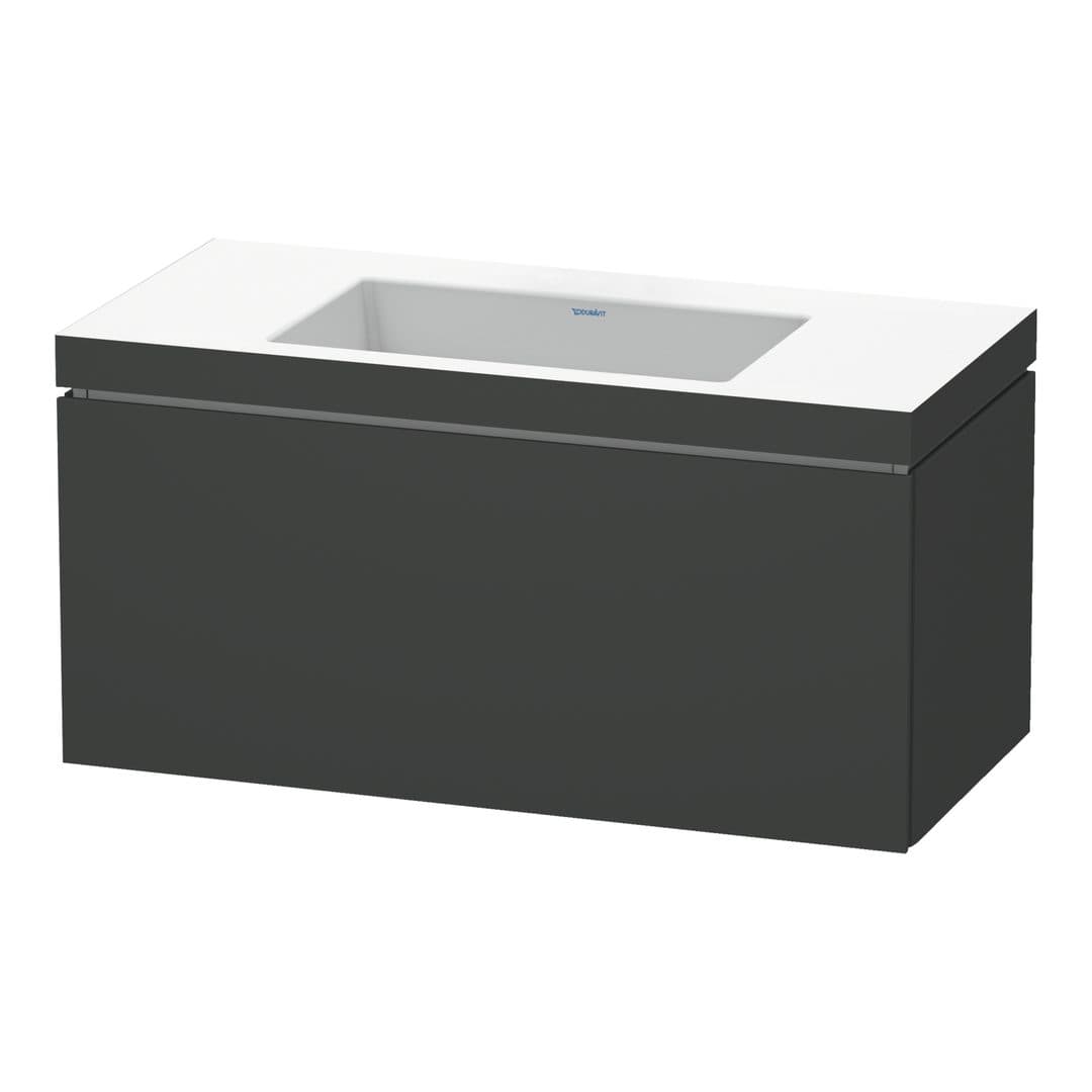 Duravit L-Cube – Έπιπλο Νιπτήρα – 1000 mm, με νιπτήρα, 1 συρτάρι, νιπτήρας κέντρο, έκδοση N – Graphite Matt, Decor (LC6918N4949)