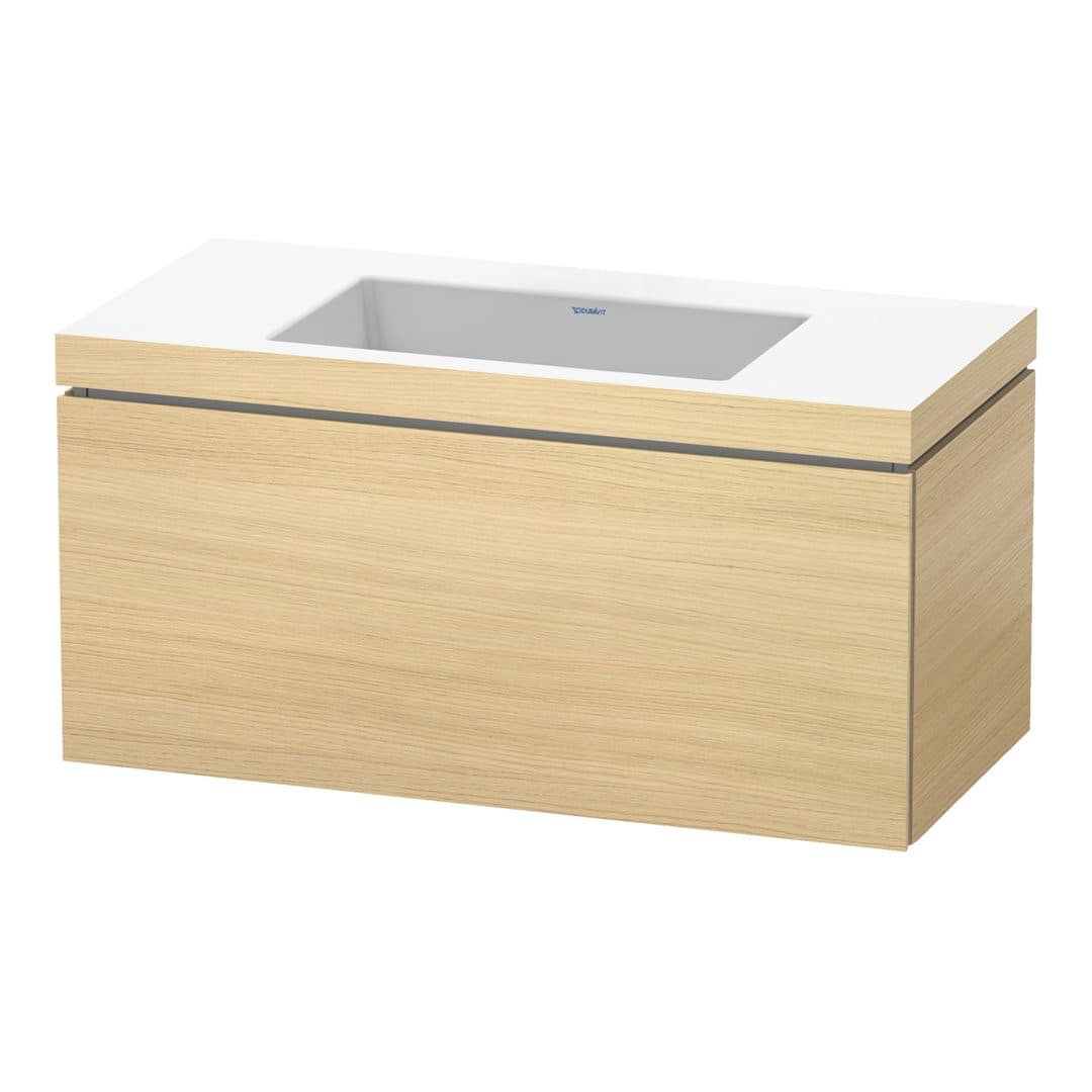 Duravit L-Cube – Έπιπλο Νιπτήρα – 1000 mm, με νιπτήρα, 1 συρτάρι, νιπτήρας κέντρο, έκδοση N – Mediterranean oak Matt, Real wood veneer (LC6918N7171)