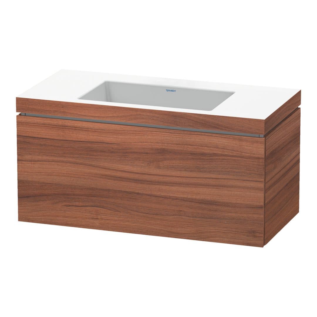 Duravit L-Cube – Έπιπλο Νιπτήρα – 1000 mm, με νιπτήρα, 1 συρτάρι, νιπτήρας κέντρο, έκδοση N – Walnut Matt, Decor (LC6918N7979)