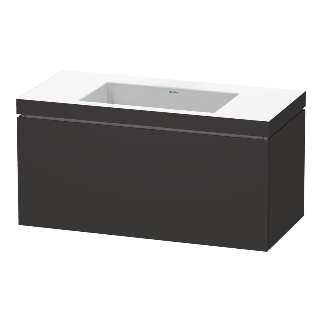 Duravit L-Cube – Έπιπλο Νιπτήρα – 1000 mm, με νιπτήρα, 1 συρτάρι, νιπτήρας κέντρο, έκδοση N – Graphite Super Matt, Decor (LC6918N8080)