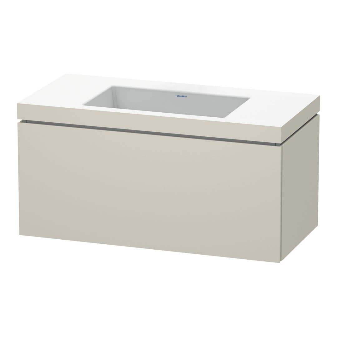 Duravit L-Cube – Έπιπλο Νιπτήρα – 1000 mm, με νιπτήρα, 1 συρτάρι, νιπτήρας κέντρο, έκδοση N – Taupe Super Matt, Decor (LC6918N8383)