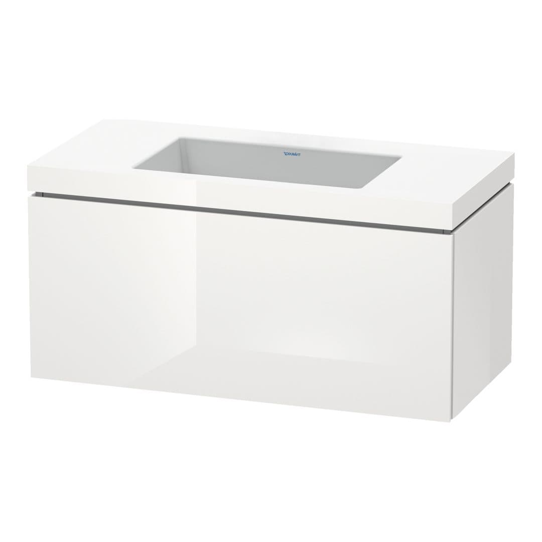Duravit L-Cube – Έπιπλο Νιπτήρα – 1000 mm, με νιπτήρα, 1 συρτάρι, νιπτήρας κέντρο, έκδοση N – White High Gloss, Lacquer (LC6918N8585)