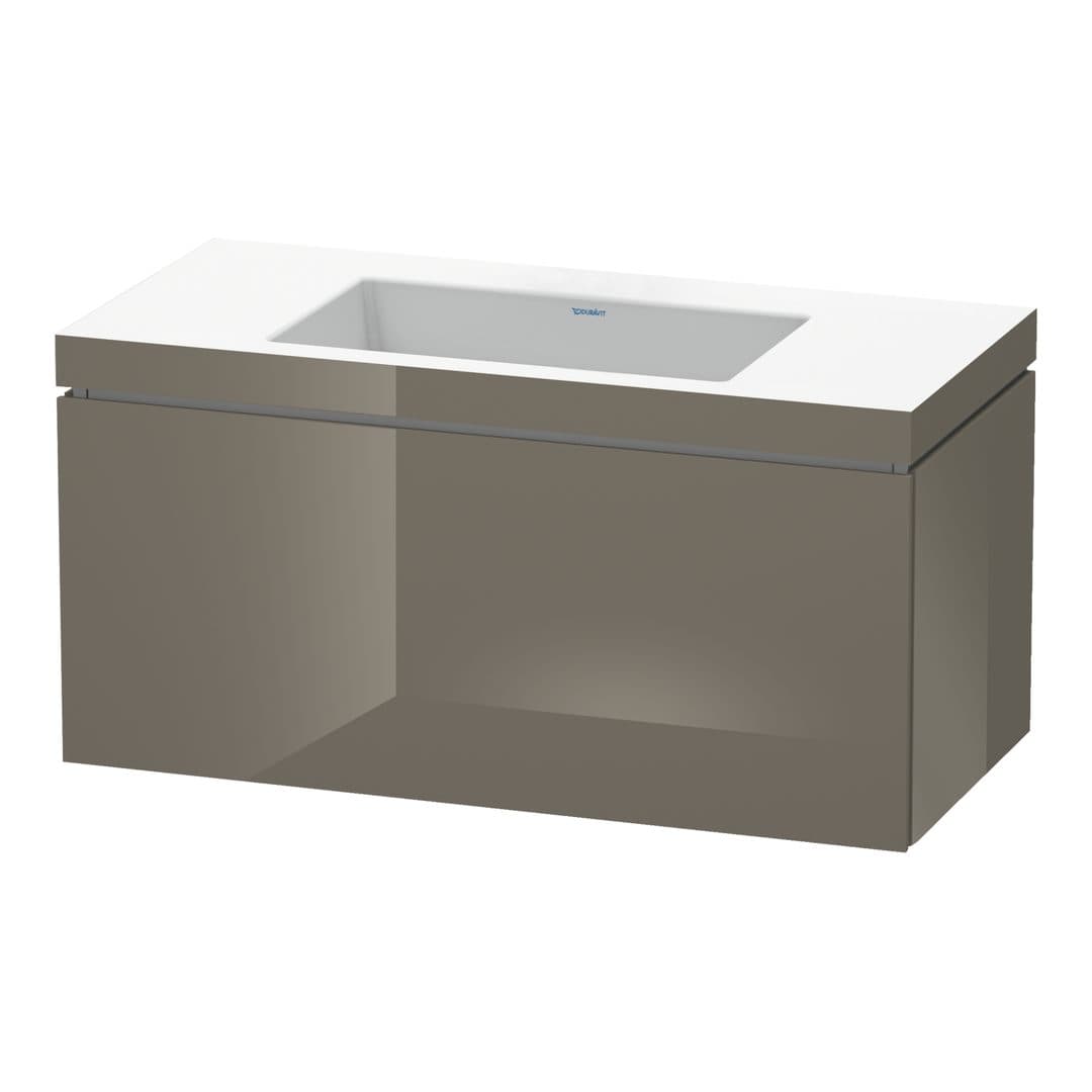 Duravit L-Cube – Έπιπλο Νιπτήρα – 1000 mm, με νιπτήρα, 1 συρτάρι, νιπτήρας κέντρο, έκδοση N – Flannel Grey High Gloss, Lacquer (LC6918N8989)