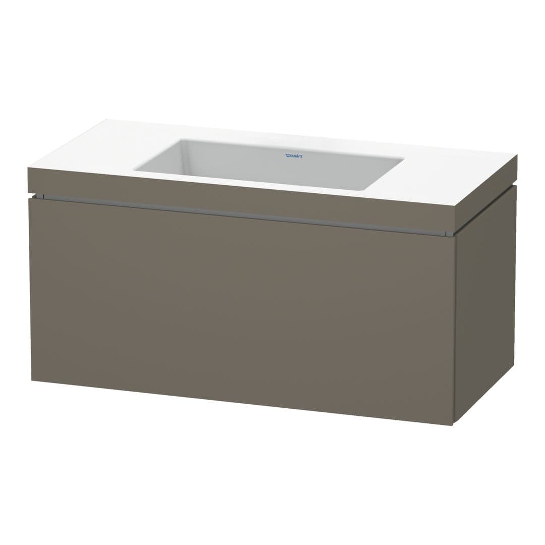 Duravit L-Cube – Έπιπλο Νιπτήρα – 1000 mm, με νιπτήρα, 1 συρτάρι, νιπτήρας κέντρο – Flannel Grey Satin Matt, Lacquer (LC6918N9090)