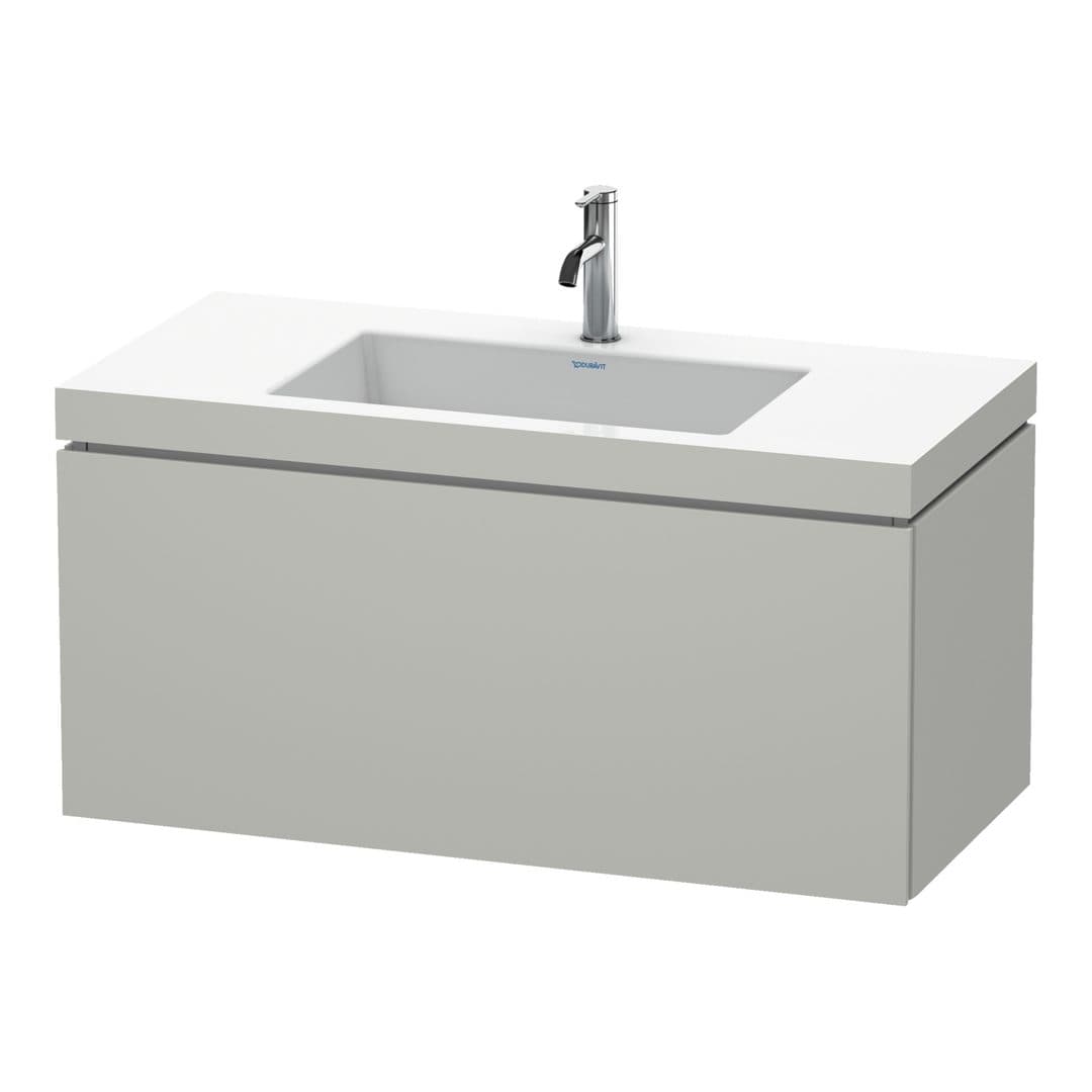 Duravit L-Cube – Έπιπλο Νιπτήρα – 1000 mm, με νιπτήρα, 1 συρτάρι, νιπτήρας κέντρο, έκδοση O – Concrete grey Matt, Decor (LC6918O0707)