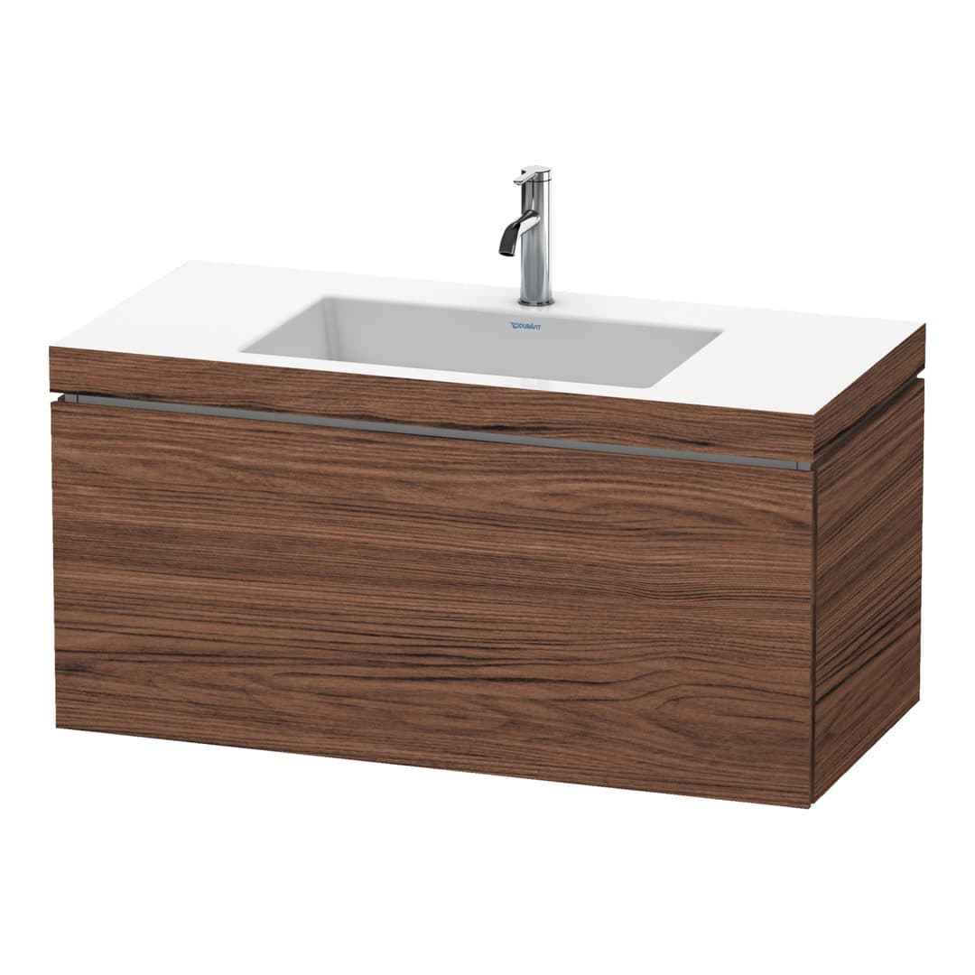 Duravit L-Cube – Έπιπλο Νιπτήρα – 1000 mm, με νιπτήρα, 1 συρτάρι, νιπτήρας κέντρο, έκδοση O – Walnut dark Matt, Decor (LC6918O2121)