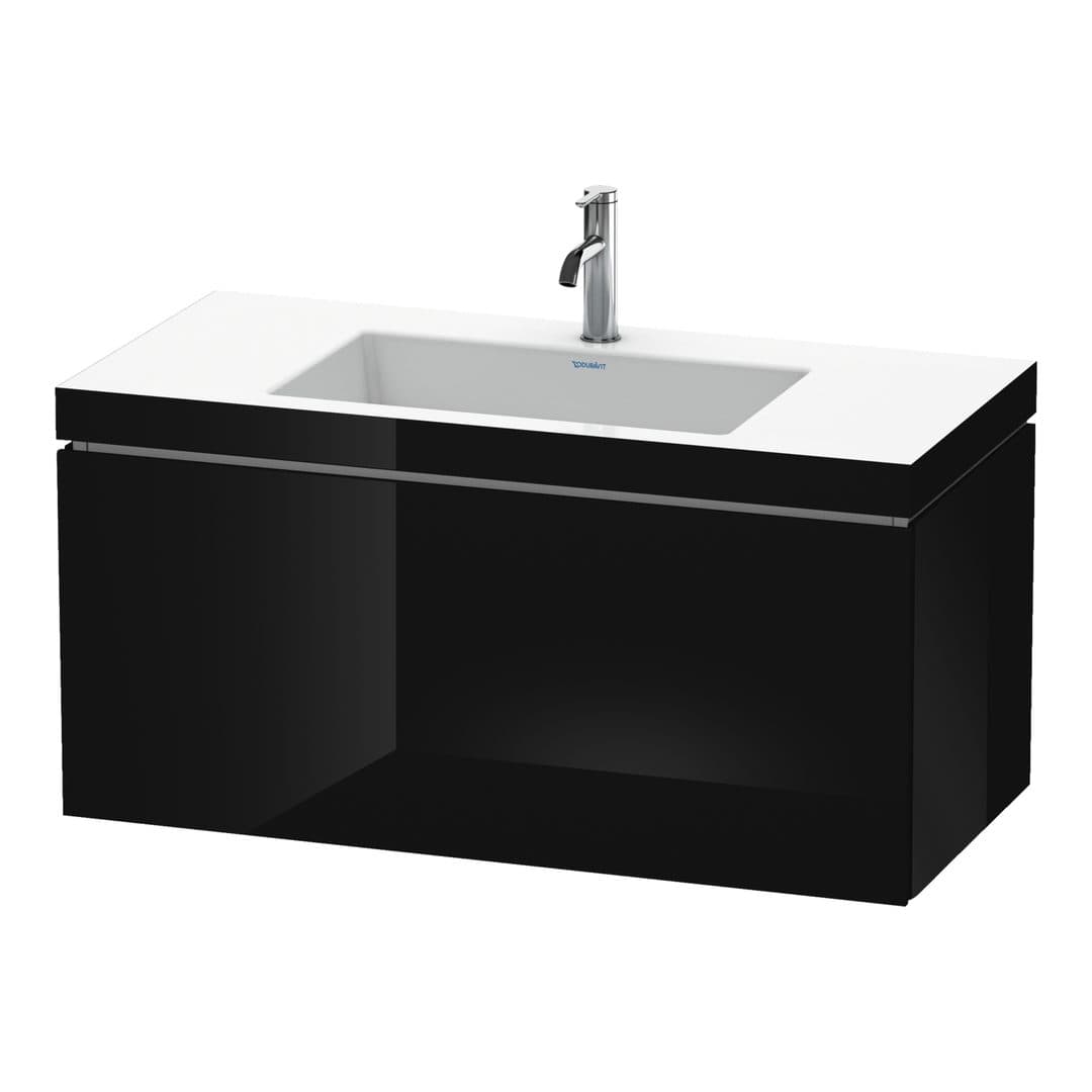Duravit L-Cube – Έπιπλο Νιπτήρα – 1000 mm, με νιπτήρα, 1 συρτάρι, νιπτήρας κέντρο, έκδοση O – Black High Gloss, Lacquer (LC6918O4040)