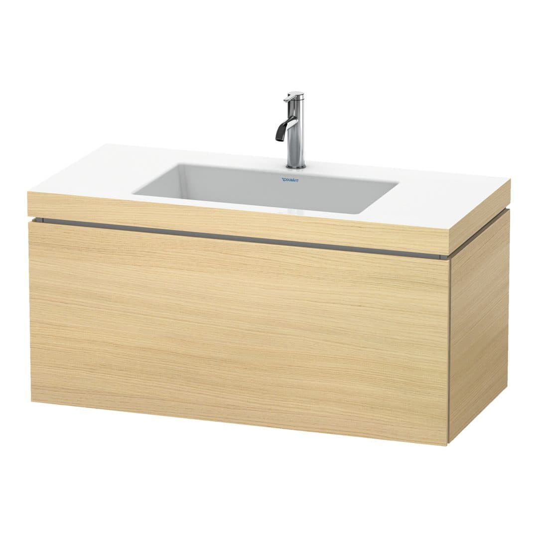 Duravit L-Cube – Έπιπλο Νιπτήρα – 1000 mm, με νιπτήρα, 1 συρτάρι, νιπτήρας κέντρο, έκδοση O – Mediterranean oak Matt, Real wood veneer (LC6918O7171)