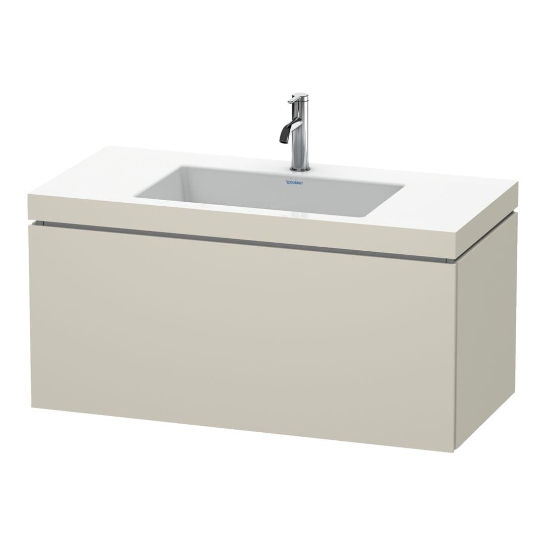 Duravit L-Cube – Έπιπλο Νιπτήρα – 1000 mm, με νιπτήρα, 1 συρτάρι, νιπτήρας κέντρο, έκδοση O – Taupe Super Matt, Decor (LC6918O8383)