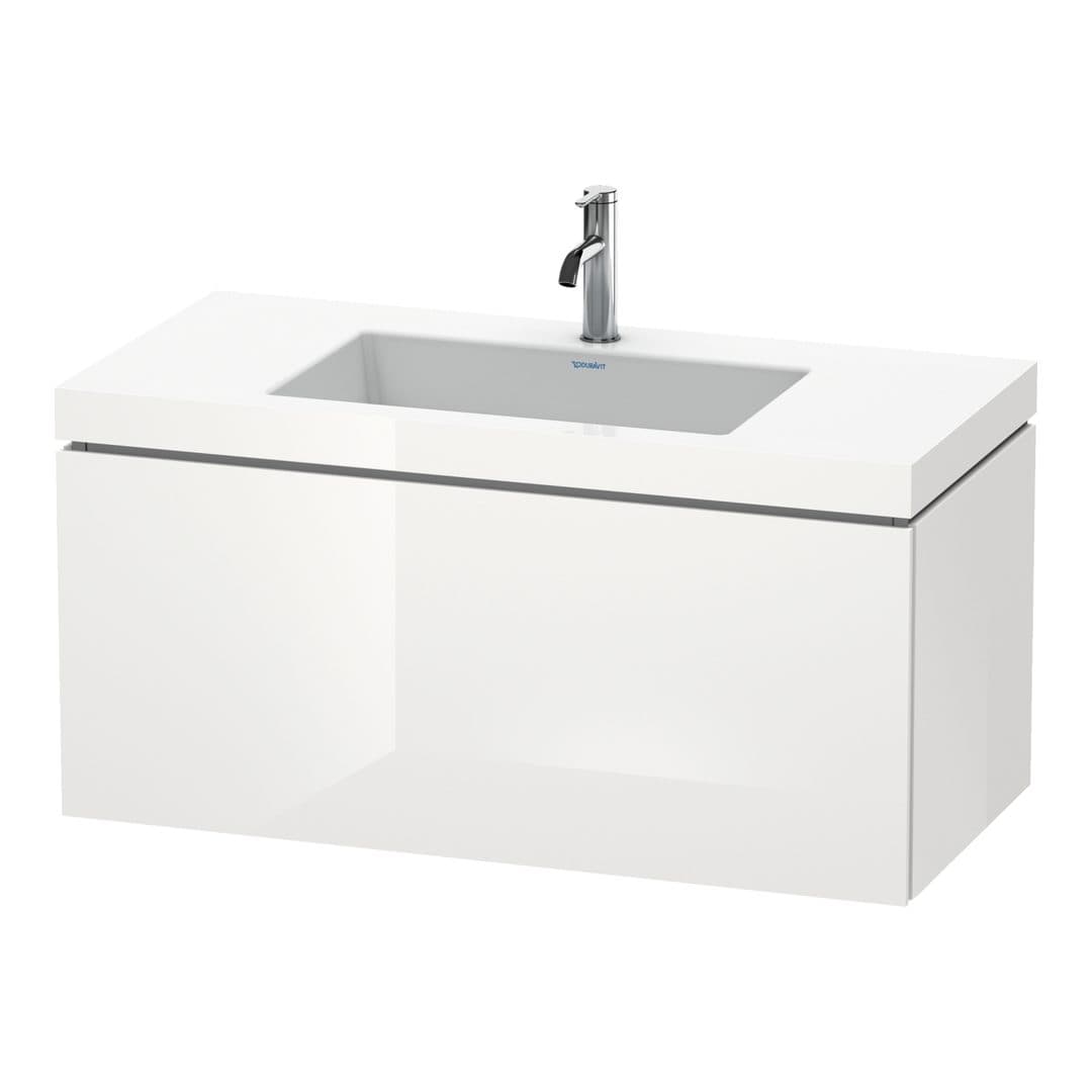 Duravit L-Cube – Έπιπλο Νιπτήρα – 1000 mm, με νιπτήρα, 1 συρτάρι, νιπτήρας κέντρο, έκδοση O – White High Gloss, Lacquer (LC6918O8585)