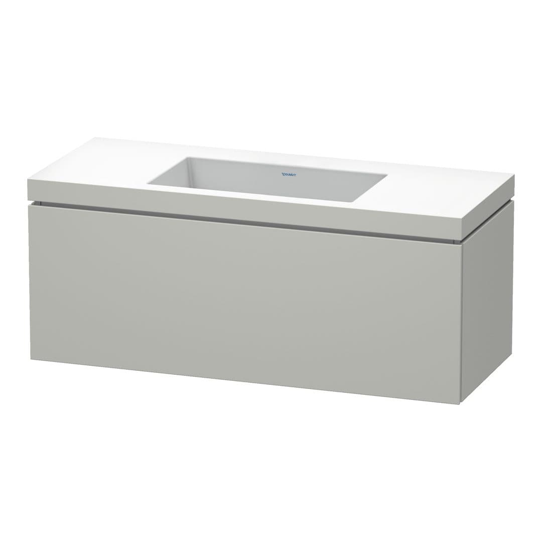 Duravit L-Cube – Έπιπλο Νιπτήρα – 1200 mm, με νιπτήρα, 1 συρτάρι, νιπτήρας κέντρο, έκδοση N – Concrete grey Matt, Decor (LC6919N0707)