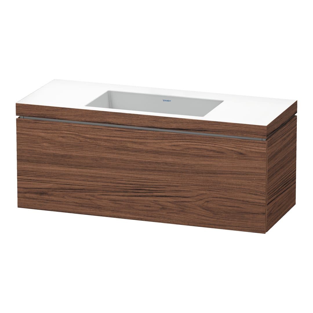 Duravit L-Cube – Έπιπλο Νιπτήρα – 1200 mm, με νιπτήρα, 1 συρτάρι, νιπτήρας κέντρο, έκδοση N – Walnut dark Matt, Decor (LC6919N2121)
