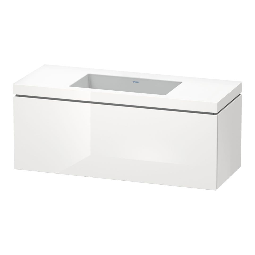 Duravit L-Cube – Έπιπλο Νιπτήρα – 1200 mm, με νιπτήρα, 1 συρτάρι, νιπτήρας κέντρο, έκδοση N – White High Gloss, Decor (LC6919N2222)