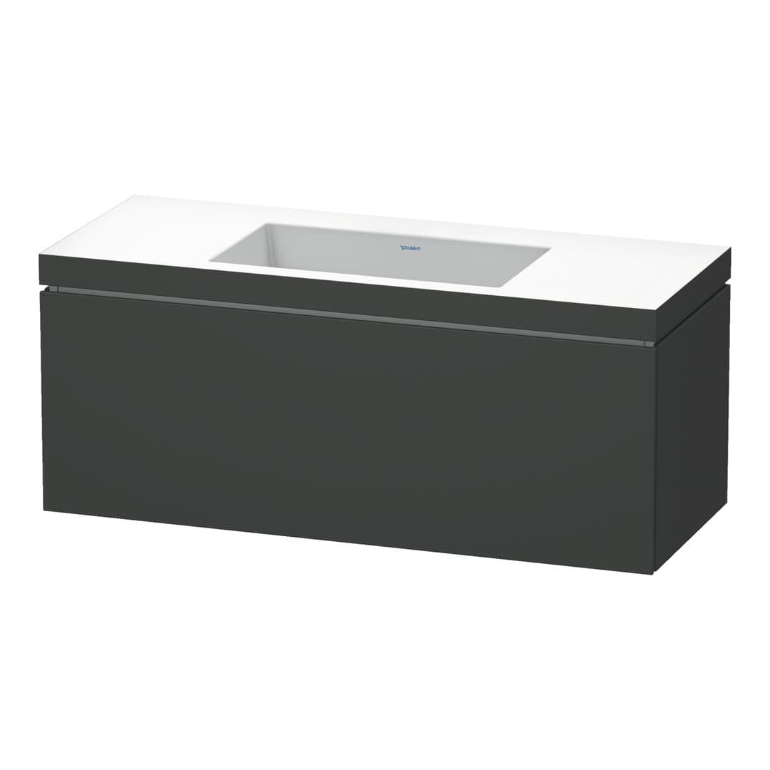 Duravit L-Cube – Έπιπλο Νιπτήρα – 1200 mm, με νιπτήρα, 1 συρτάρι, νιπτήρας κέντρο, έκδοση N – Graphite Matt, Decor (LC6919N4949)