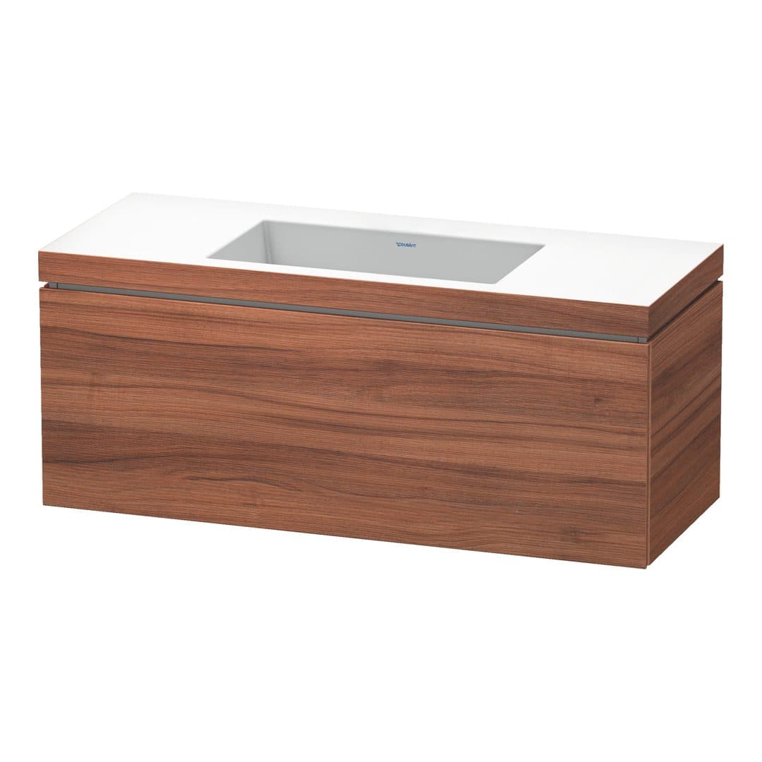 Duravit L-Cube – Έπιπλο Νιπτήρα – 1200 mm, με νιπτήρα, 1 συρτάρι, νιπτήρας κέντρο, έκδοση N – Walnut Matt, Decor (LC6919N7979)
